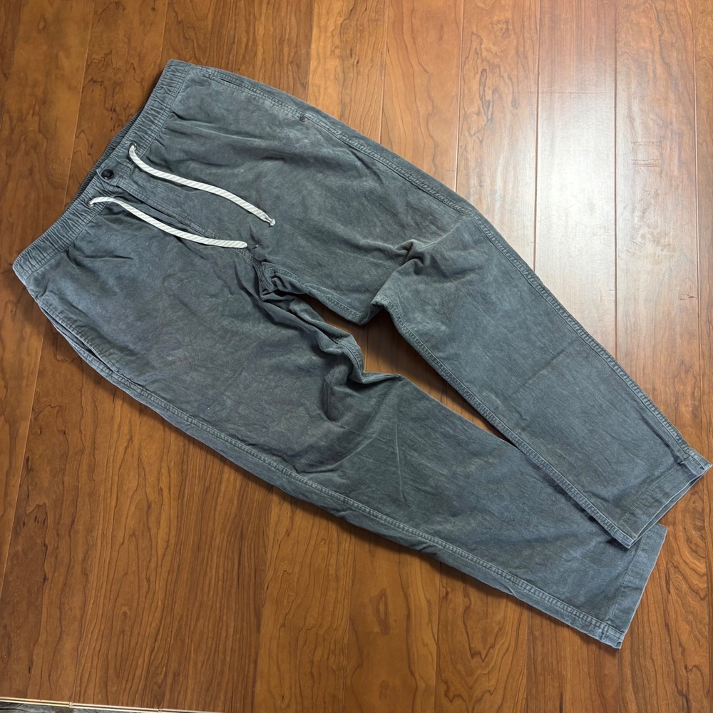 Vuori Mens Corduroy Pants Charcoal Grey Stretch Elastic Waist XL V440